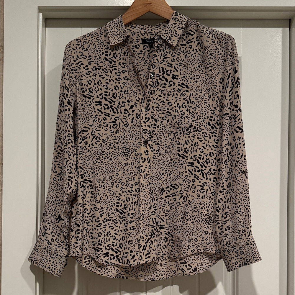 Rails Women's Silk XS Black and Cream Patterned Shirt